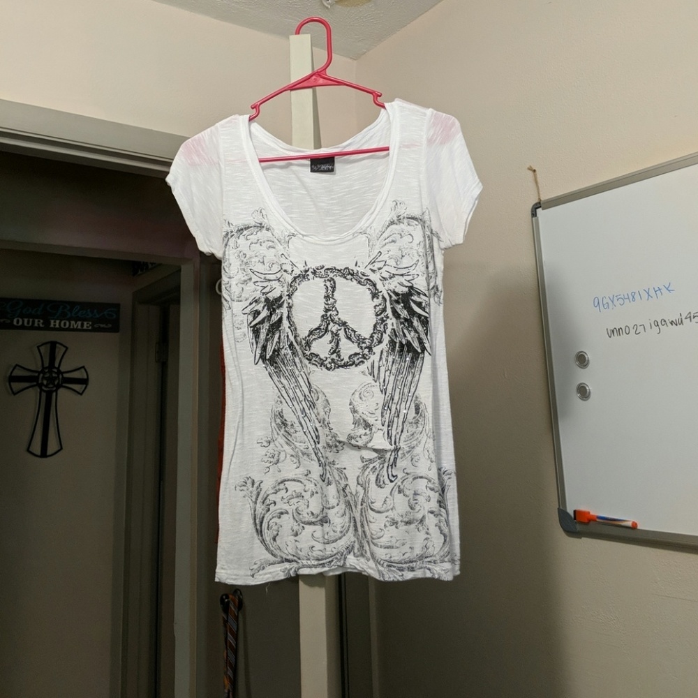 Bling peace sign t-shirt